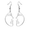 Fashion Silver Color Hollow Abstract Face Dangle Earrings Stainless Steel Earrings For Women Hip Hop Jewelry