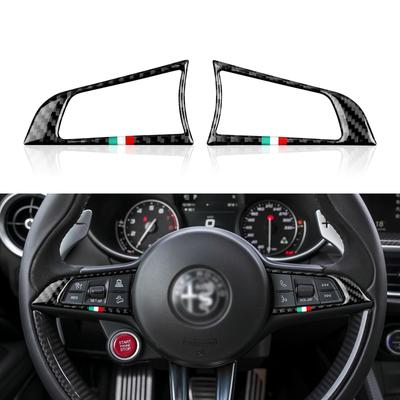 Car Steering Wheel Cover Sticker Decal Carbon Fiber Trim For Alfa Romeo Giulia 952 Stelvio 949  2017- Interior Accessories