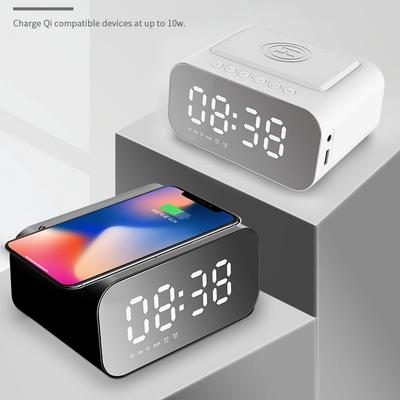 Multifunctional Alarm Clock Bluetooth Speaker Wireless Charger FM Radio USB Flash Drive and TF Card Player