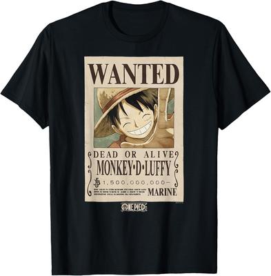 One Piece Anime Monkey D. Luffy Wanted Poster T-Shirt S-6xl