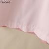 ZANZEA Women Casual V-Neck Loose 3/4 Sleeve Embroidery Blouse