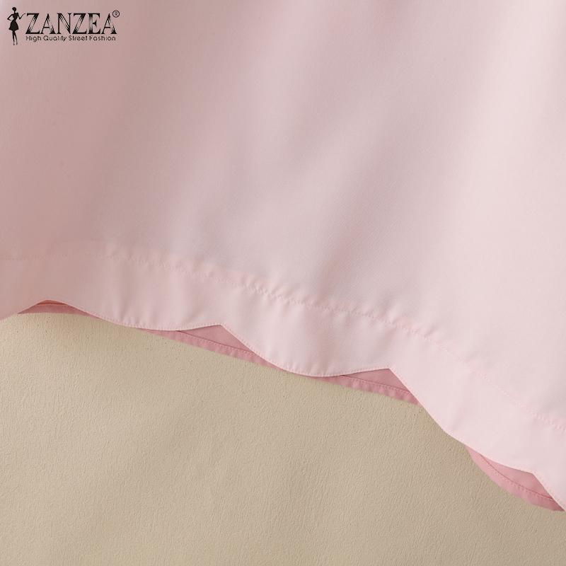 ZANZEA Women Casual V-Neck Loose 3/4 Sleeve Embroidery Blouse