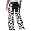 Men's Cow Print Flannel Chaps - Adjustable Waist Open Crotch Biking Pants with Side Tassels for Cowboy/Halloween (S-4XL)