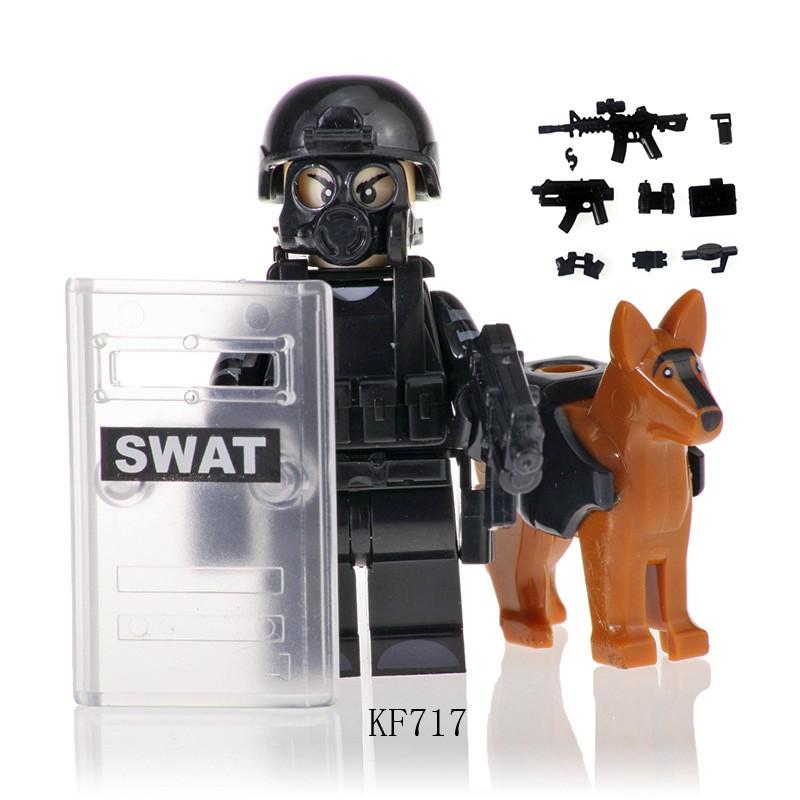 Compatible Military Special Forces Soldiers Police Minifigures Weapons Model Building Blocks Ww2 Kids Toys Gifts