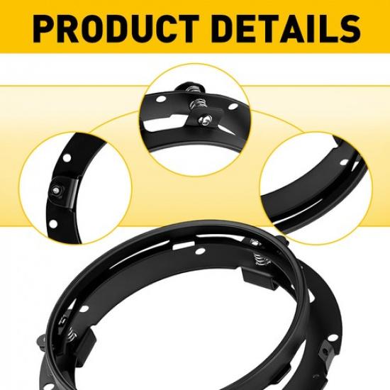 2X Round 7Inch LED Headlight Mounting Ring Bracket Adapter for Harley Touring A