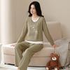 Pajamas Women's Spring and Autumn Pure Cotton Long-sleeved Autumn Cotton Thin Casual Fake Two Autumn and Winter High-end Loungewear