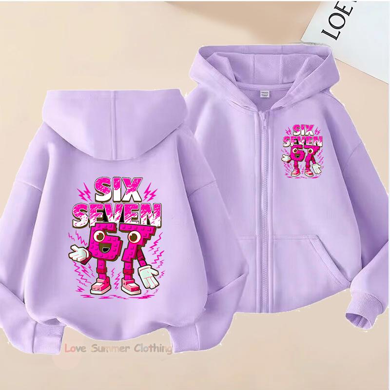 67 Hoodie Jacket Zip Up Hoodie Six Seven Italian Brainrot Steal Hooded Spring Coat for Kids Casual Thin Top Coat Kid Clothing Gift