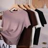 Tencel Knitted Round Neck Short-sleeved T-shirt Women's Summer New Casual and Thin Simple Loose Pullover