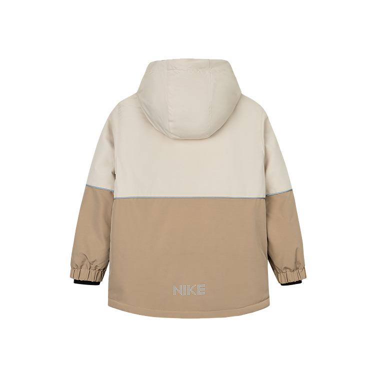 Nike Cotton Jacket Comfortable Hooded Zipper Kids Jackets White-Sand NY2442024GS-003