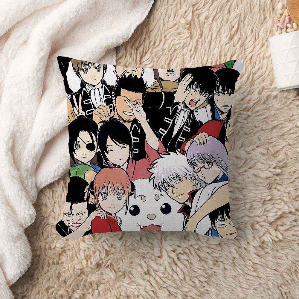 Lustige japanische Gintama Personalisierte Bild-Text Heimdekorationskissen Haushaltsgeschenke 45x45cm