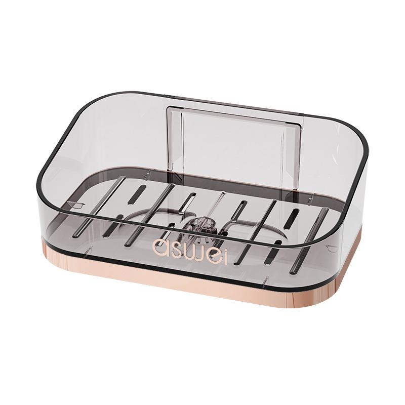 Household Draining Soap Rack, Soap Box, Bathroom and Toilet Wall-mounted Double-layer Soap Box, Non-drilling Storage Rack