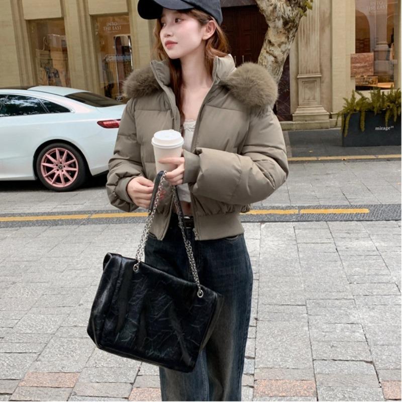 Winter Women's Ultra-short Loose Large Fur Collar Thickened Padded Jacket New Cotton Jacket for Women