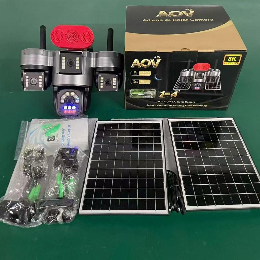 Hi Easy AOV European 4G Solar Camera with 4 Lenses & High-Definition Night Vision