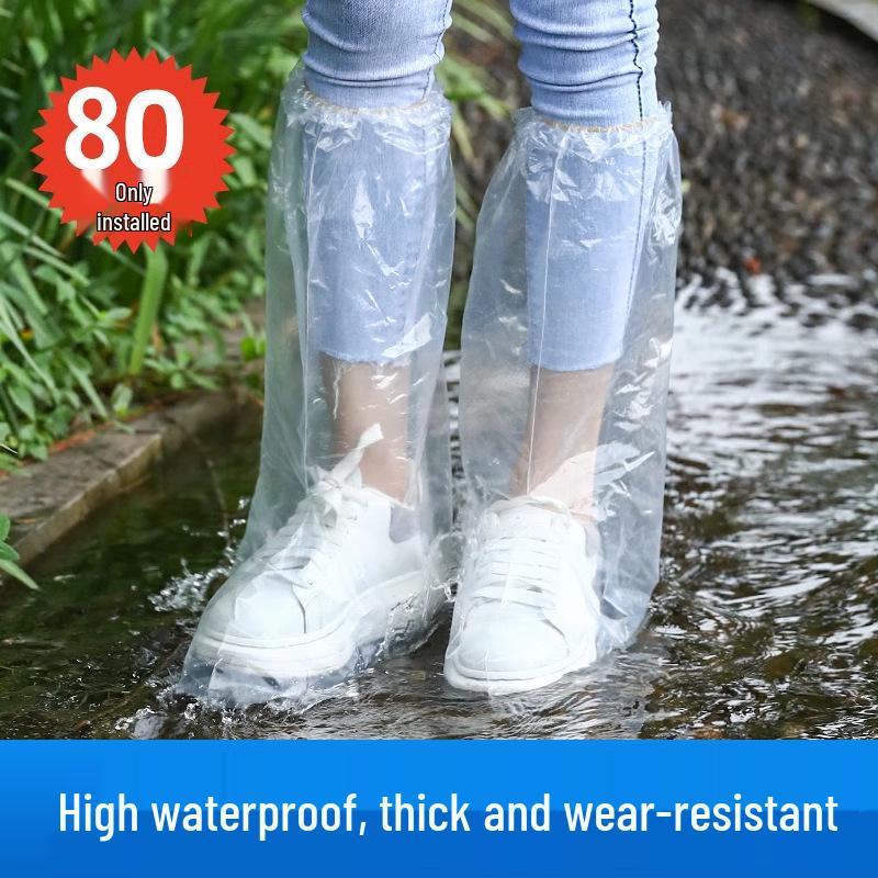 Waterproof Non-Slip Disposable Rain Shoe Covers - Thickened, Wear-Resistant, Long Plastic Isolation for Outdoor Use