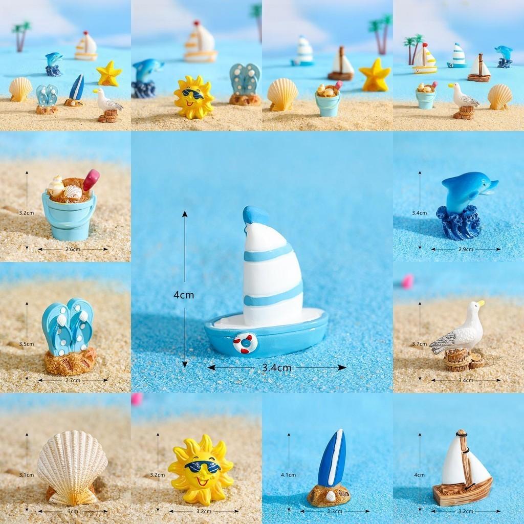 Charmantes Harz Surfbrett Segelboot Möwe Muschel Stranddeko Miniaturen Modern