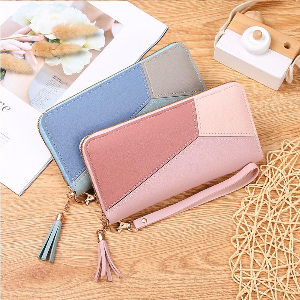 PU Leather Zipper Wallets Large Capacity Lightweight Womens Long Purses Multiple Card Slots Wear-resistant Coin Purse Outdoor