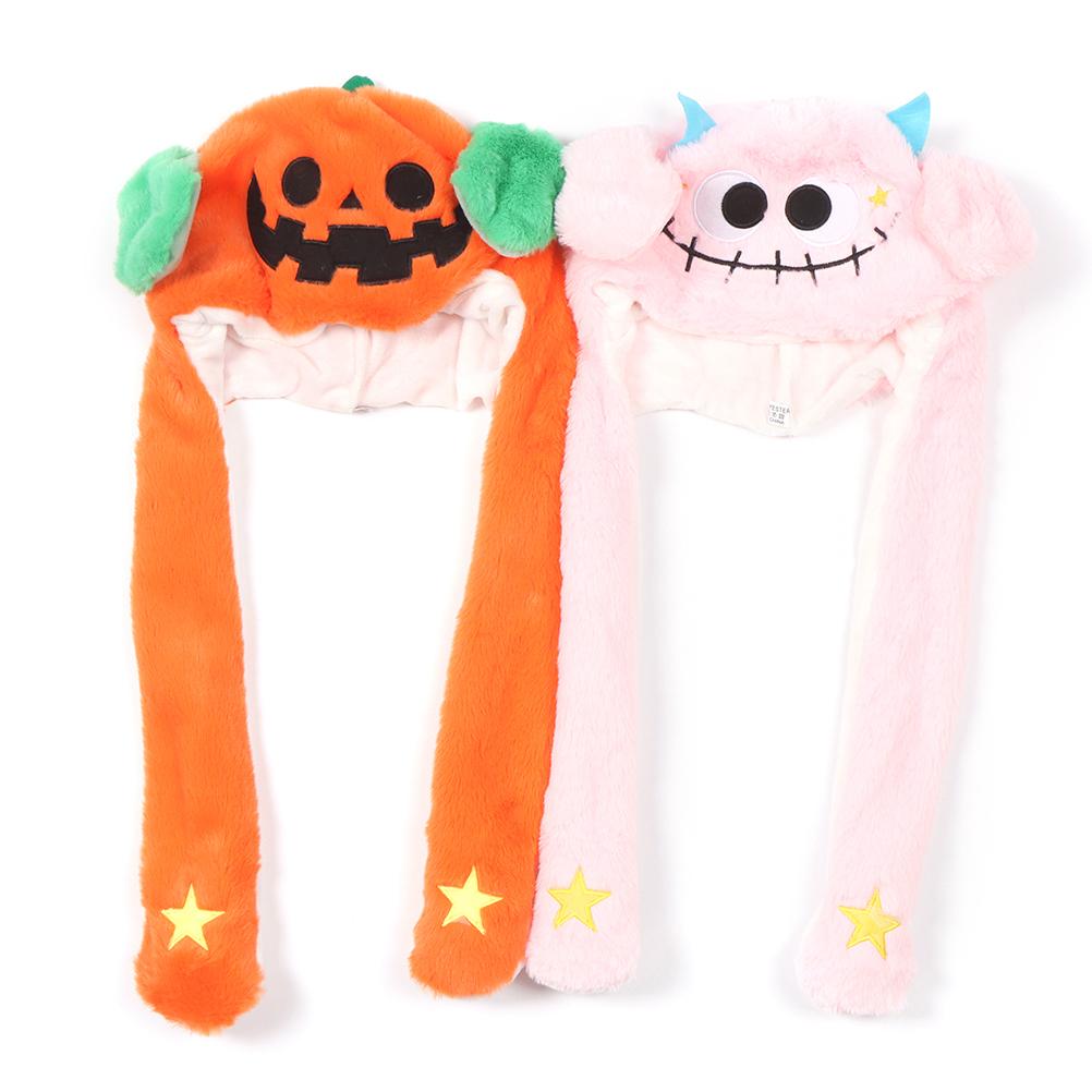 Halloweenská skákací čepice s pohyblivými ušima, zábavná plyšová roztomilá zvířecí narozeninová dárková čepice