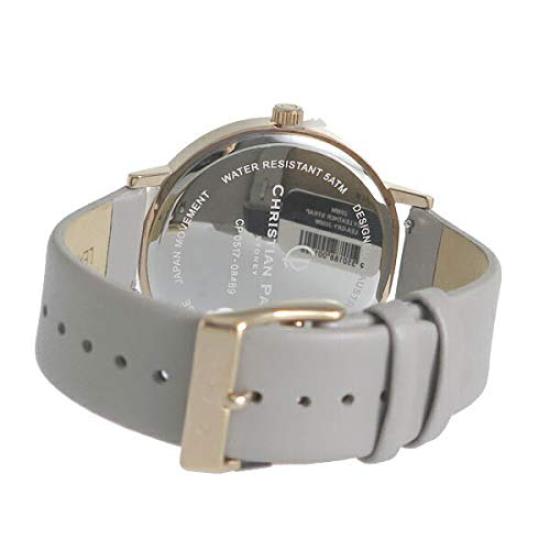 CHRISTIAN PAUL Unisex 43mm White Marble Marble Pattern Gold Case Gray Leather Watch [Christian Paul] Men's Women's MAR-06(MWR4302) [Item]