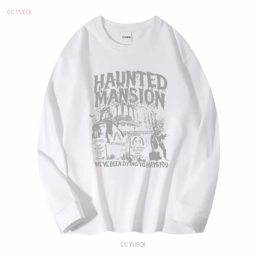 Vintage The Haunted Mansion T Shirt Retro Halloween Horror Matching GifT long or short sleeves vintage Washed Stretched Unisex