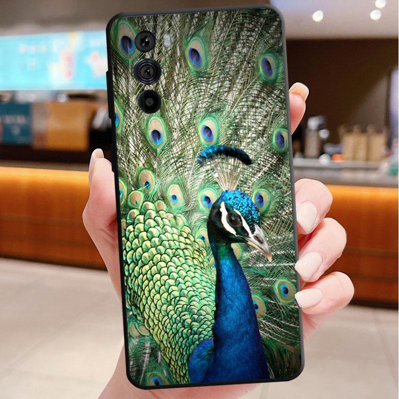 Phone Case For Motorola Edge 50 40 Pro 60 50 40 30 Ultra Neo Fusion Moto G85 G72 G53 G54 G84 G13 G32 Peacock Feathers