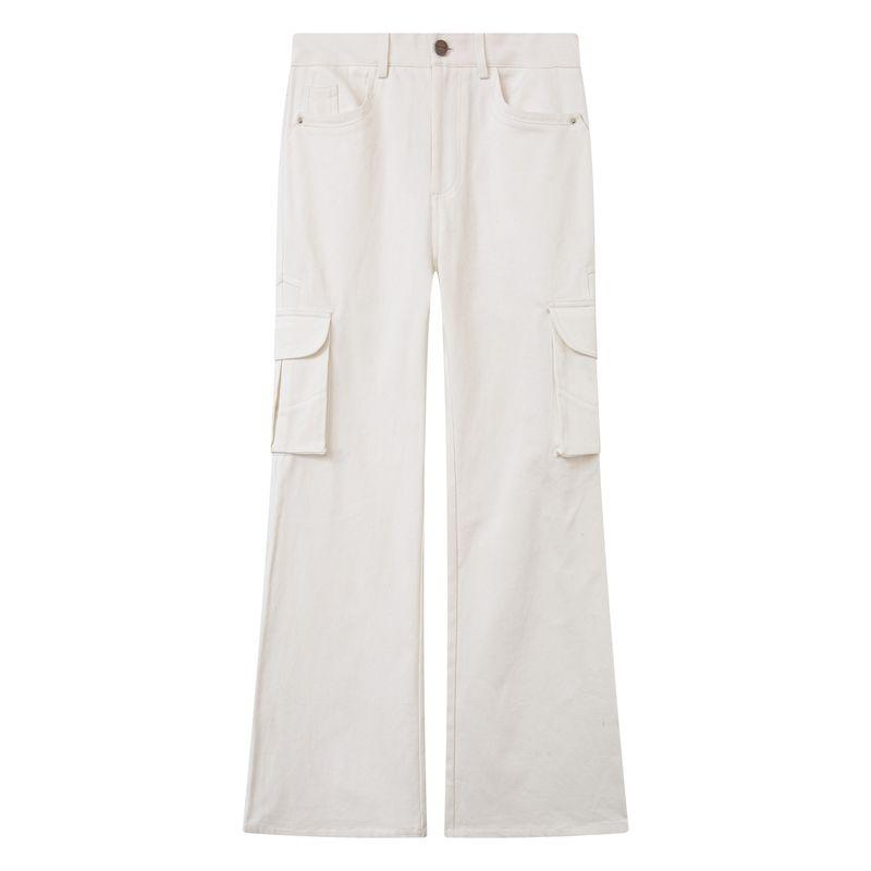 

Thelightx Wild River Park 400G Heavy Weight Textile Cargo Pants Women s Three-Dimensional Pocket White Micro-Pull Loose Pants White L