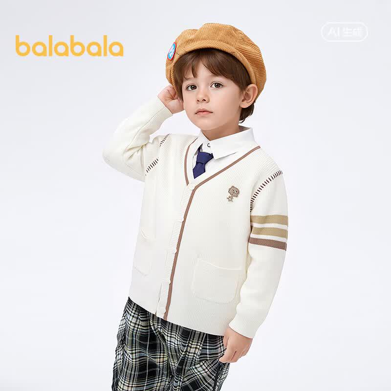 Balabala Boys' 2026 Autumn Cartoon V-Neck Cardigan