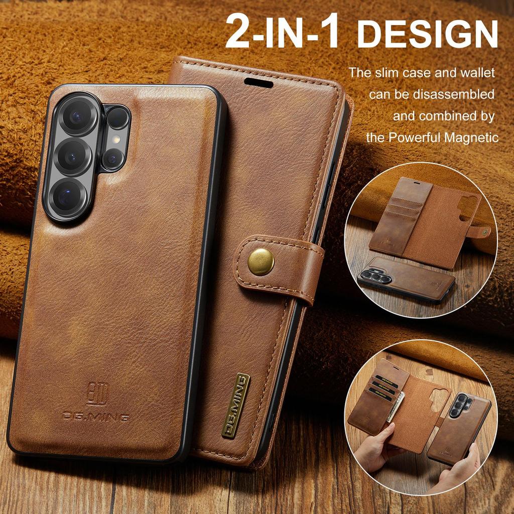 2-in-1 Removable Magnetic Flip PU Leather Case Card Wallet Holder Phone Back Cover For Samsung Galaxy S26 Ultra S25 S24 S23 S22 Plus Protector Skins