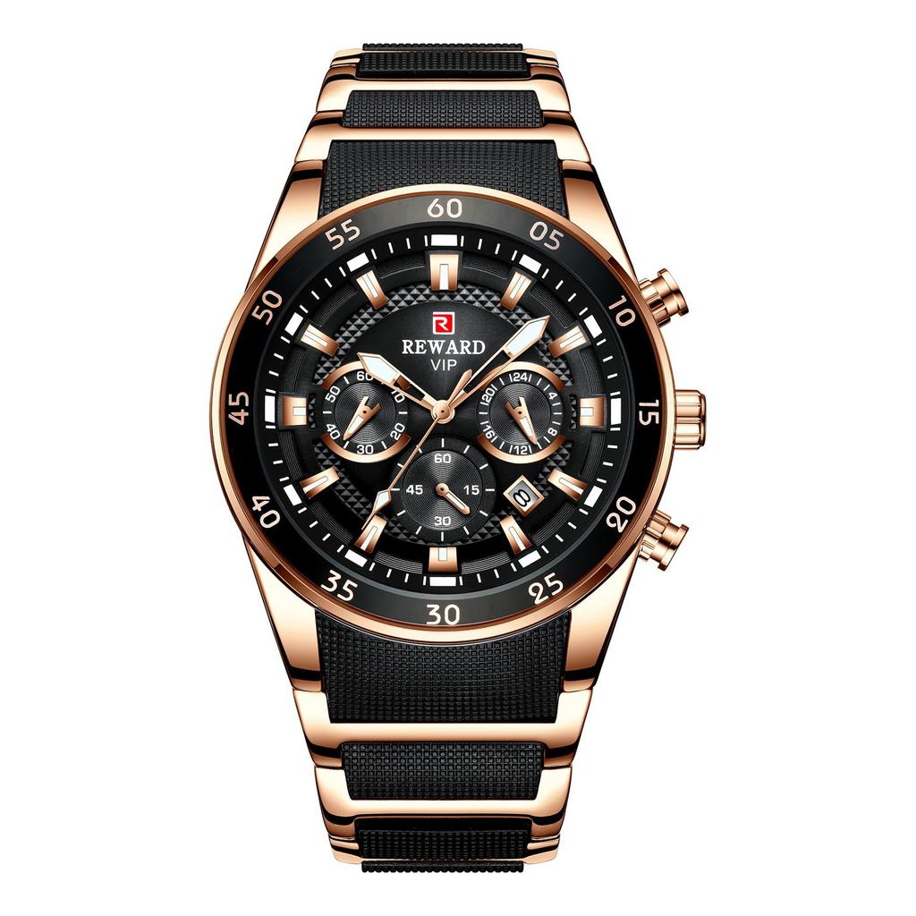 New Sport Watches for Men Fashion Silicone Stainless Steel Quartz Watches Waterproof Chronograph Wrist Watches