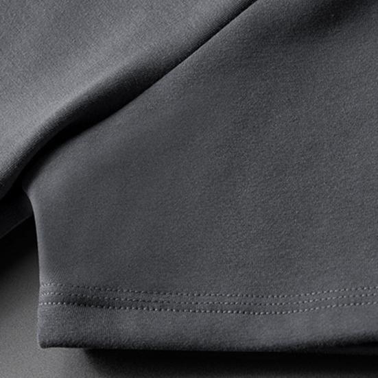 Yousheng Men Summer Top Plush-lined Short Sleeves Round Neck Solid Color Pullover Basic Top Elastic Bottoming Clothes