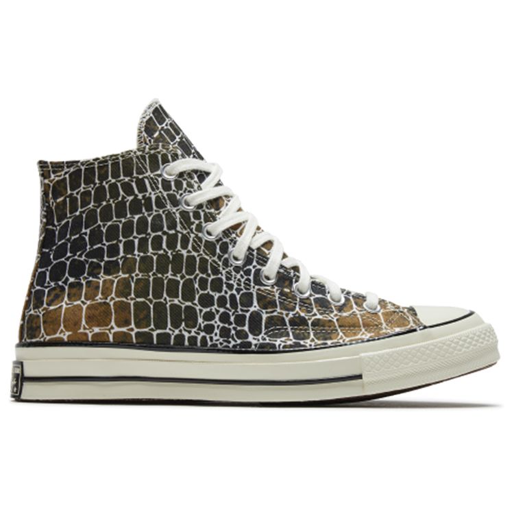 Converse Animal Print Chuck 1970s Crocodile Casual Comfortable High-Top Canvas Shoes Unisex Sneakers Brown Black 167485C