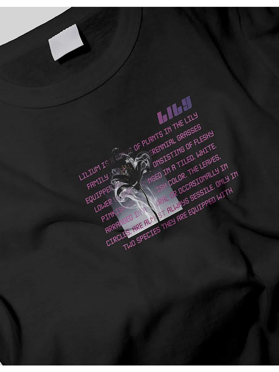 Dressy T-shirt with Black Lily print S