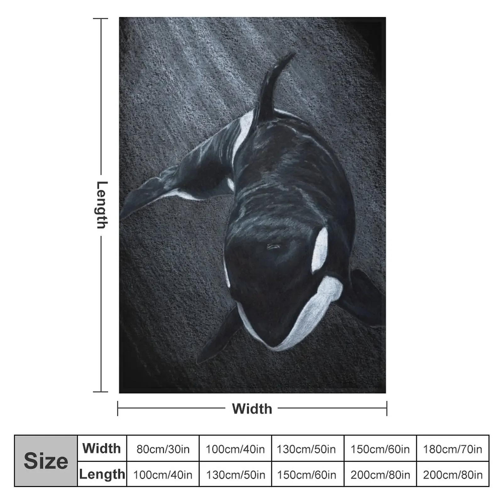White Whale - Orca Throw Blanket Multi-Purpose Picnic Blanket Dorm Room Essentials Custom Blanket 75cmx90cm