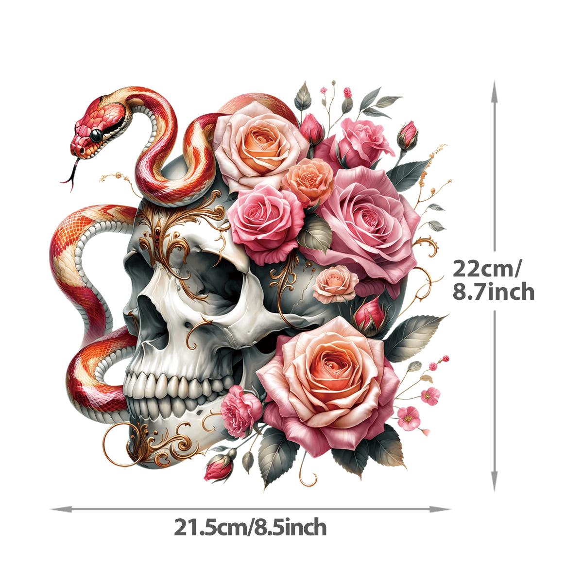 

Цветочные черепа Термоперенос Хип-хоп Parches Ropa Термопресс Аппликация Футболка Одежда Наклейки Толстовки Diy Patch