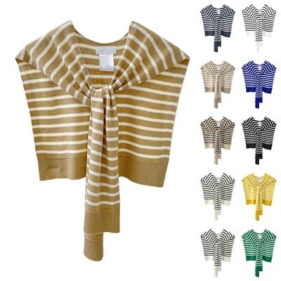 Ladies' Fashion Striped Yarn Fake Collar Imitation Wool Shawl Knitted Outer Decoration Knotted Scarf