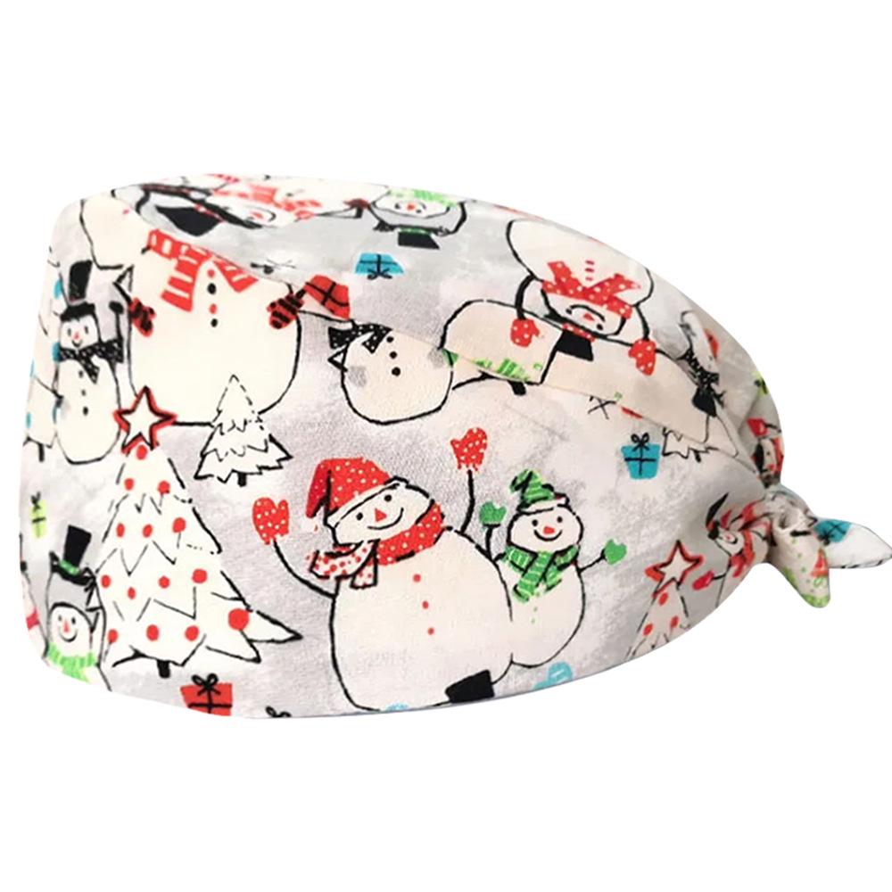Cute Christmas Cartoon Surgical Cap - Comfortable Cotton Dustproof Head Cover for Chefs & Nurses