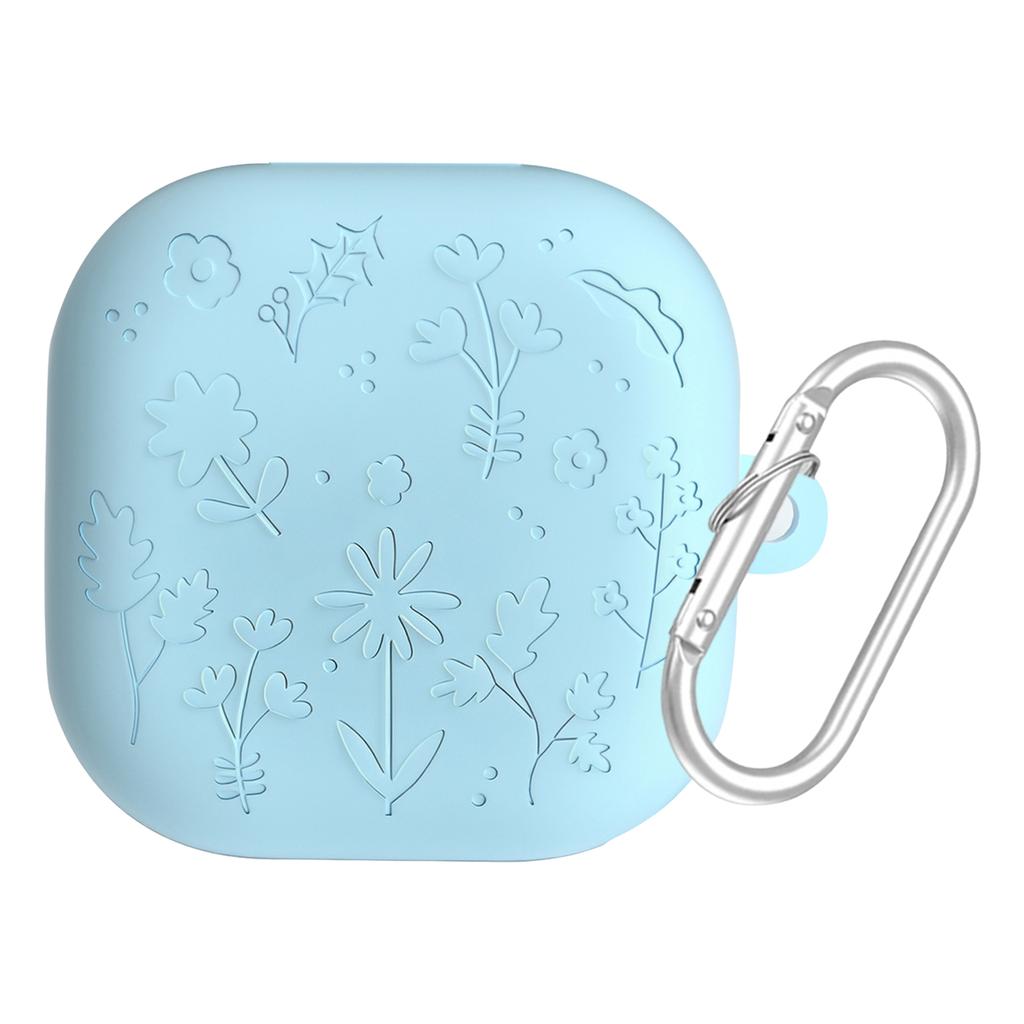Gravierte Blumen Schutzhautabdeckung für Samsung Galaxy Buds4/4Pro Weicher Silikon-Schutz mit Schlüsselanhänger Kratzfest