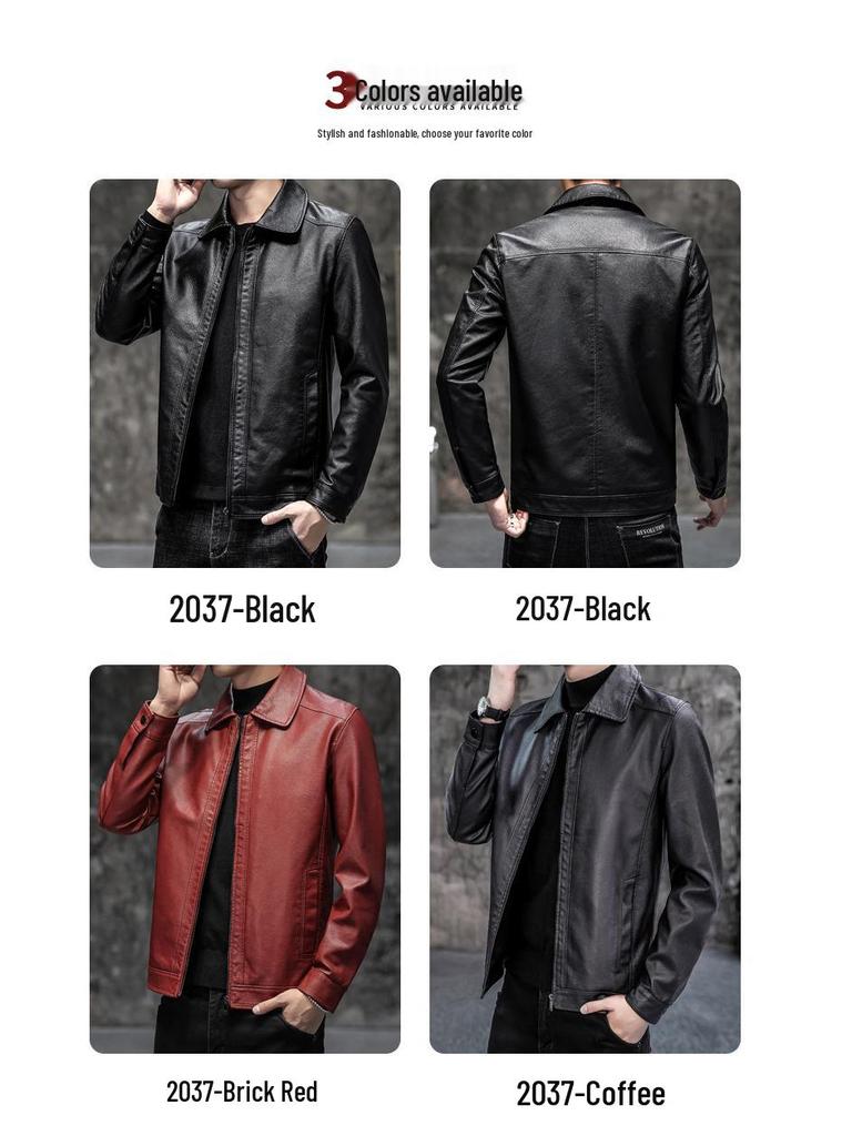 Herren PU-Leder Stehkragen Jacke - Weich, Vielseitig, Leichter Business Casual Mantel für Herbst und Winter