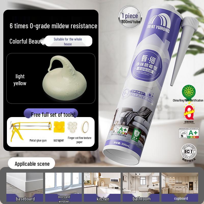 Yuhong Transparent Anti-Mold Waterproof Silicone Sealant for Kitchen, Bathroom, Window, Door, and Toilet.