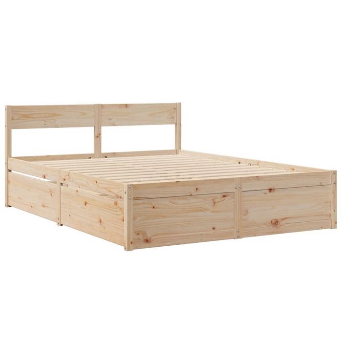VidaXL Cadre de lit avec tiroirs 140x200 cm bois de pin massif, meuble de chambre à coucher, sommier, lit en bois, lit, lit 3282348