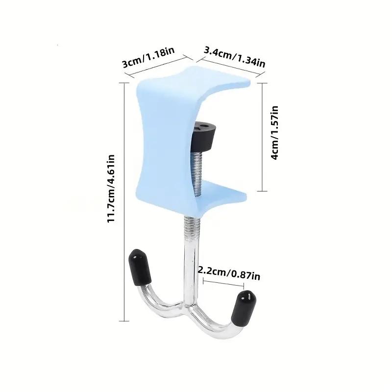 1PCS Multifunctional Double Hook School Bag Hook Desktop Detachable Mobile Bag Hanging Device Desk Side Bag Hook Punch-free Strong Bag Hook