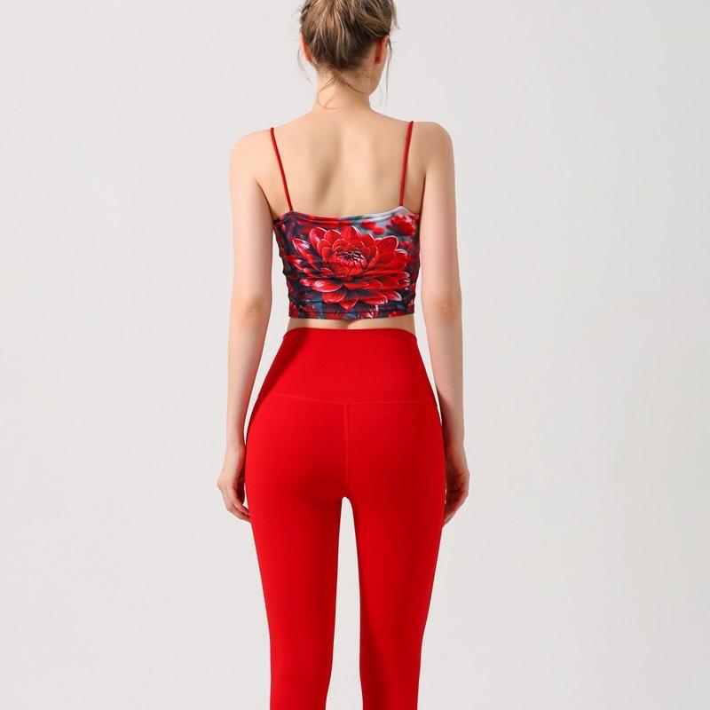 Lulu Nude High-Waist Yoga Set with Sexy Cross-Back Sports Bra for Women