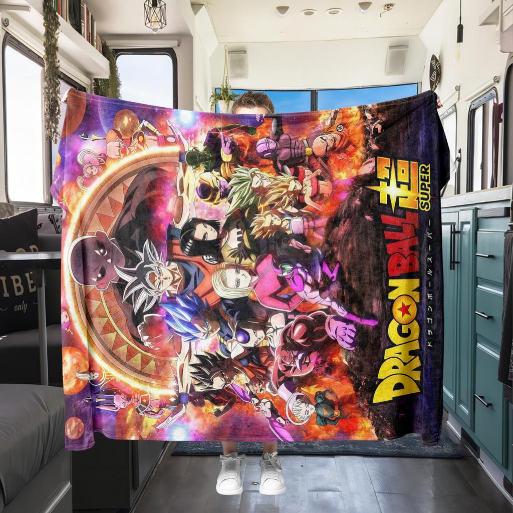 1 Stück Dragon Ball Super Aufdruck Flanelldecke, Hohe Qualität für alle Jahreszeiten, Heimdekoration, Wärme und Komfort, Perfekt für Weihnachtsgeschenke