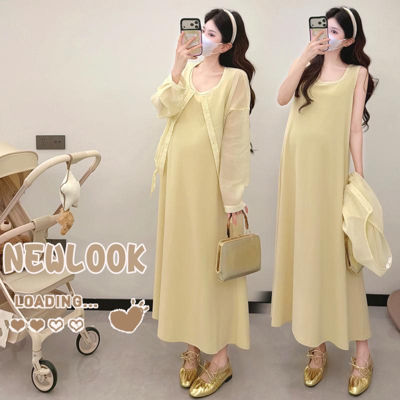 2026 Korean Style Fashionable 2-Piece Plus Size Maternity Set L