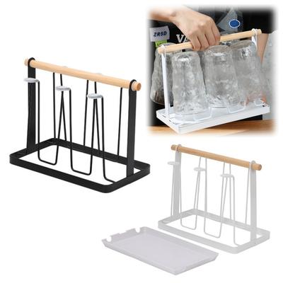High Quality Durable Japanese Style Cup Drying Rack Space-saving With Drain Tray Mug Organizer Shelf Standing Type Bottle Holder
