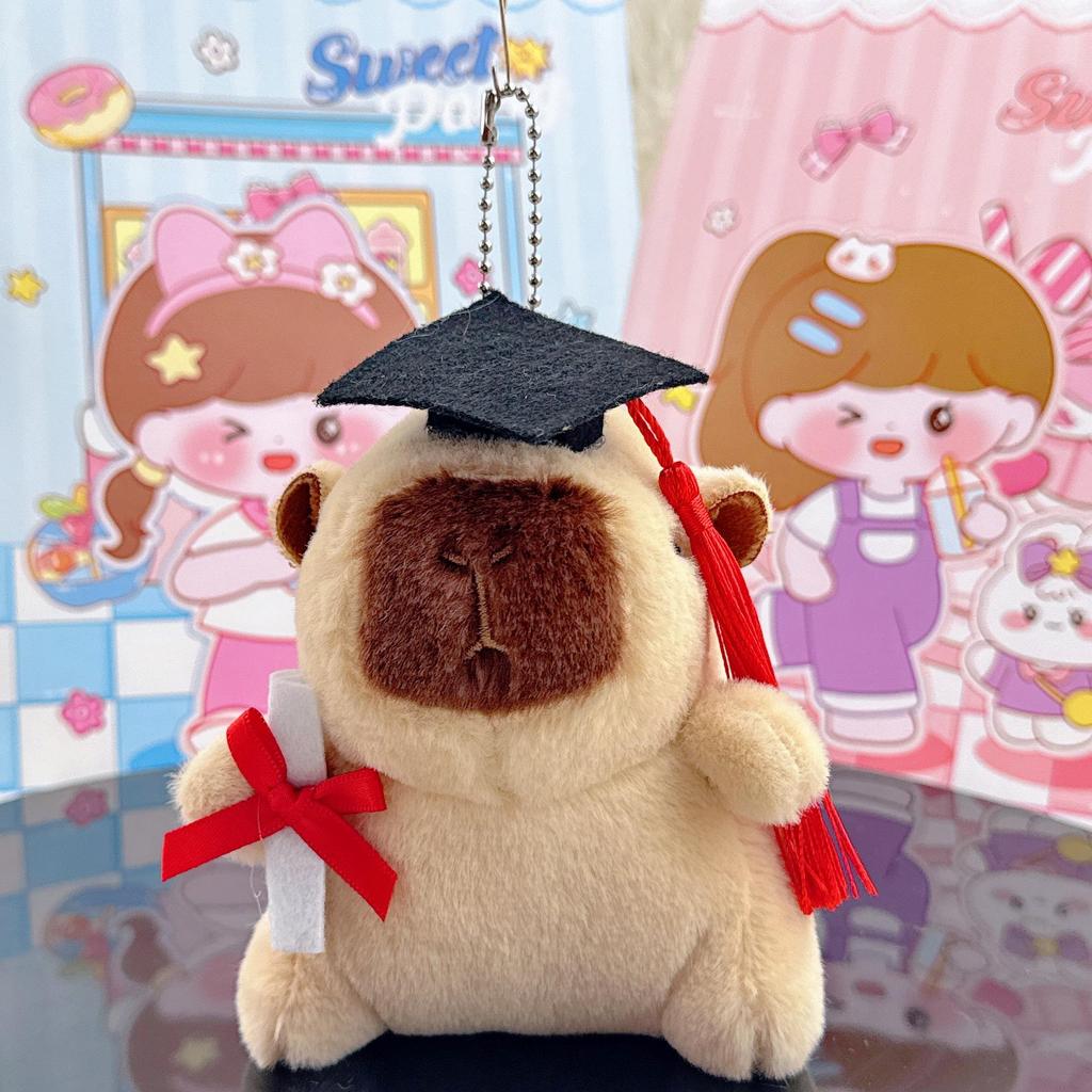 Xiaohongshu Capybara Plush Keychain & Graduation Cap Doll Pendant