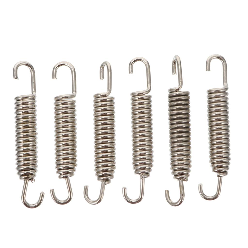 BELLIFFY 6pcs Spring Bike Motorcycle Car Motorcycle Swivel Spring Tension Spring Muffler Spring Exhaust Spring Stainless Steel Silver