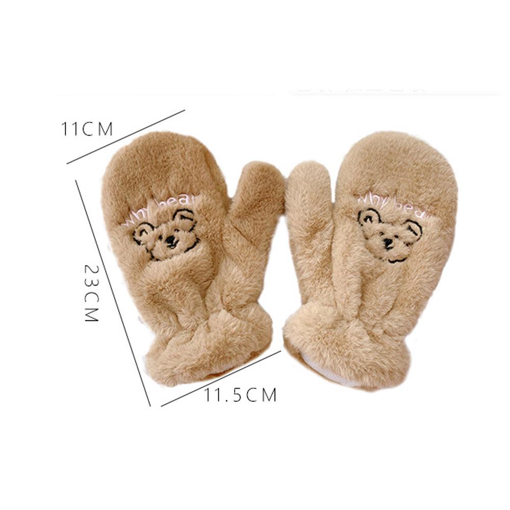 Sweet Winter Women Girls Cartoon Warm Mittens Full Finger Plush Gloves Bear Gloves