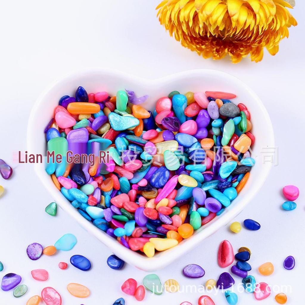 Colorful Crushed Shell Stone Nail Tips & Decorative Gravel for Succulents, Fish Tanks, & Kids' Crafts