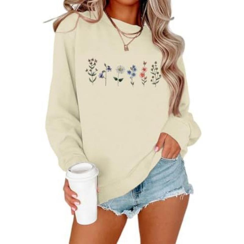 

Осенне-зимний топ с круглым вырезом и цветочным принтом, модные и повседневные женские свитшоты XXXL