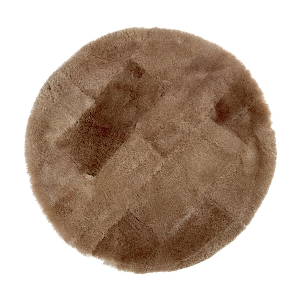Natural Round Sheepskin Rug/mat Ø100cm Beige Size Ø100cm